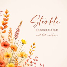 Aquarel condoleancekaart met gemengde wilde bloemen