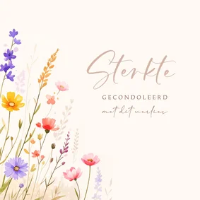 Aquarel condoleancekaart met gemengde wilde bloemen