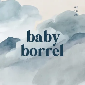 Babyborrel uitnodiging feestje waterverf blauwtinten