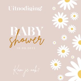 Babyshower uitnodiging madeliefjes