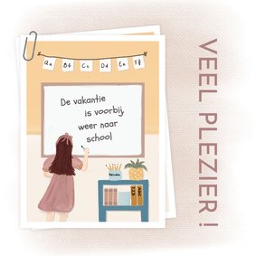 Back to school kaart meisje schoolbord