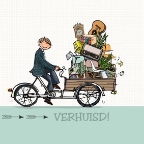 Bakfiets verhuiskaart jongeman