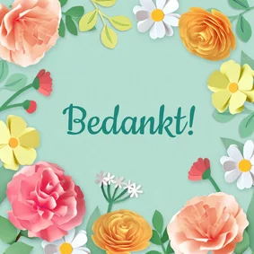 Bedankkaart bloemenrand