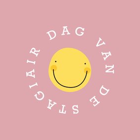 Bedankkaart dag van de stagiair smiley roze 