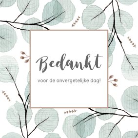 Bedankkaart eucaplyptus, aanpasbare tekst