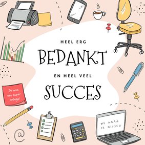 Bedankkaart illustratie bedankt collega