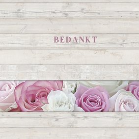 Bedankkaart met rozen - hout
