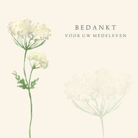 Bedankkaart na overlijden beige bloem