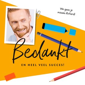 Bedankkaart namens bedrijf collega afscheid nieuwe baan