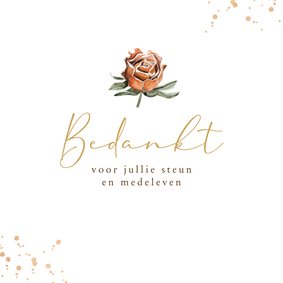 Bedankkaart rouw droogbloemen roos goud stijlvol