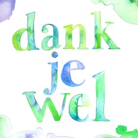 Bedankkaartje aquarel letters