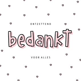 Bedankkaartje hip met hartjes confetti