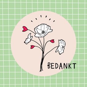 Bedankkaartje met illustratie bosje bloemen