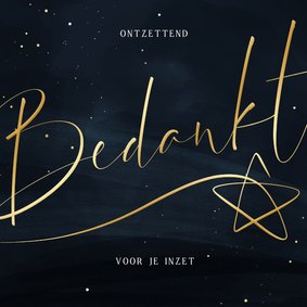 Bedankt collega donkerblauw met gouden ster