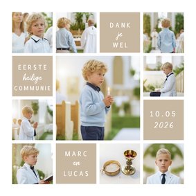 Bedankt communie collage met veel eigen foto's