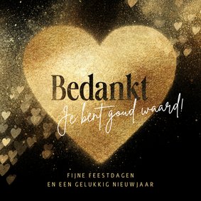 Bedankt kerstkaarten gouden hart 