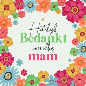 Bedankt mam bloemen vrolijk kader 