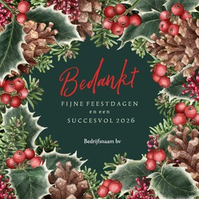 Bedankt samenwerking kerstkaart kersttakken botanisch
