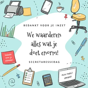 Bedankt secretaresse illustraties kantoorbenodigdheden