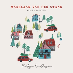 Bedrijfs kerstkaart huizen met kerst