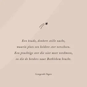 Beige kerstkaart met christelijk gedichtje en ster