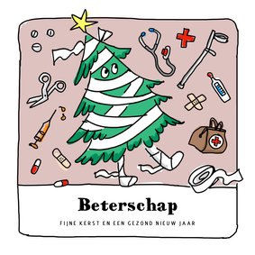 Beterschap met kerstboom patiënt