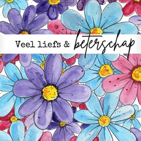 Beterschapkaart met allemaal bloemen