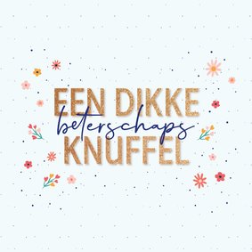 Beterschaps knuffel - dots and flowers - beterschapskaart