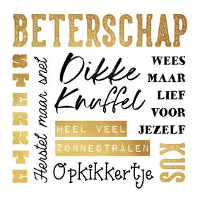 Beterschapskaart algemeen typografisch opbeurend goud tekst