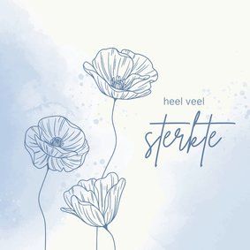 Beterschapskaart - Bloemen met vlinder in blauw