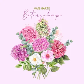 Beterschapskaart boeket hortensia 