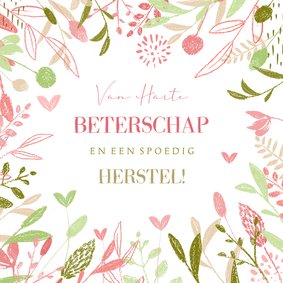 Beterschapskaart botanisch handgetekende gekleurde bloemen