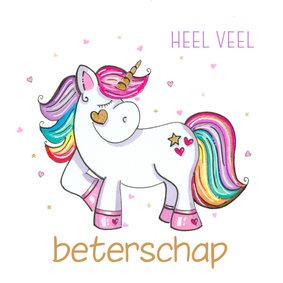 Beterschapskaart - Eenhoorn met regenboog manen en staart