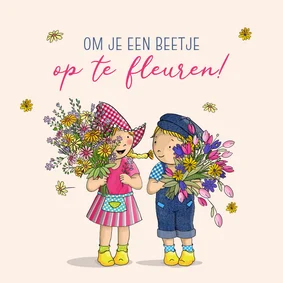 Beterschapskaart Fien en Teun met bloemen