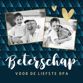 Beterschapskaart foto opa man hartjes modern patroon