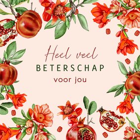 Beterschapskaart granaatappels bloemen