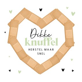 Beterschapskaart hartje pleisters dikke knuffel herstel