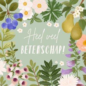 Beterschapskaart heel veel beterschap bloemen illustratie