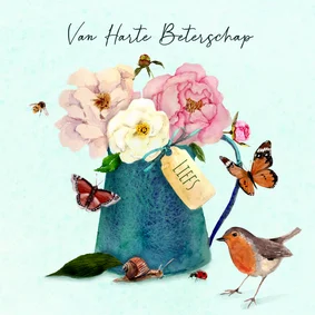Beterschapskaart kan met bloemen