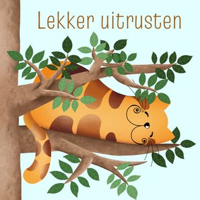 Beterschapskaart kat rust uit in een boom