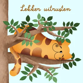 Beterschapskaart - Kat rust uit in een boom