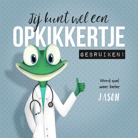 beterschapskaart kikker opkikker kind opbeurend dokter