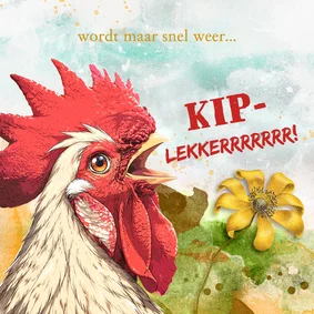 Beterschapskaart kip gele bloem