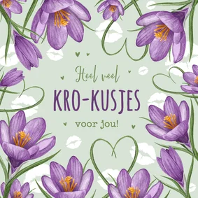 Beterschapskaart krokussen bloemen beterschap kusjes