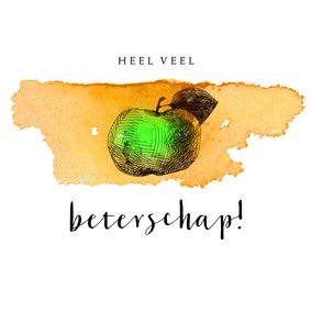 Beterschapskaart met appel en aquarel kleurvlek