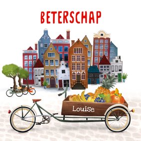 Beterschapskaart met bakfiets met fruit