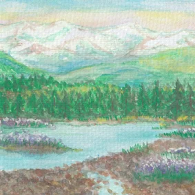 Beterschapskaart met berglandschap