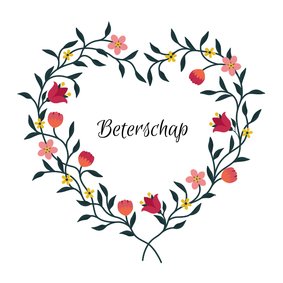 Beterschapskaart met bloemen in hartvorm