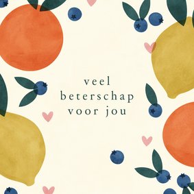 Beterschapskaart met fruit en hartjes