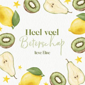 Beterschapskaart met illustratie van verschillend fruit